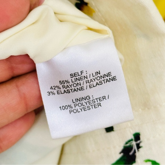 Tanya Taylor Floral Midi Skirt Size 10 Linen Blend Front Slit Belted Cream Ivory - Picture 6 of 8